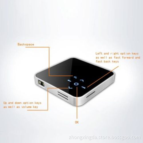 HDMI pocket DLP projector for home entertainment, with USB, touch control, 3.5mm earphones